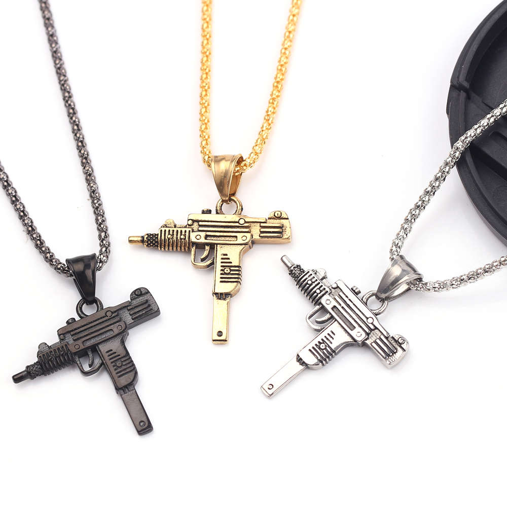 Men'S Accessories Fashion - パンク・ウジ・ピストル・マシンガン・ネックレス・ペンダント - メンズ向けファッション・ヒップホップ・ジュエリー、ハンサムな個性派アクセサリー