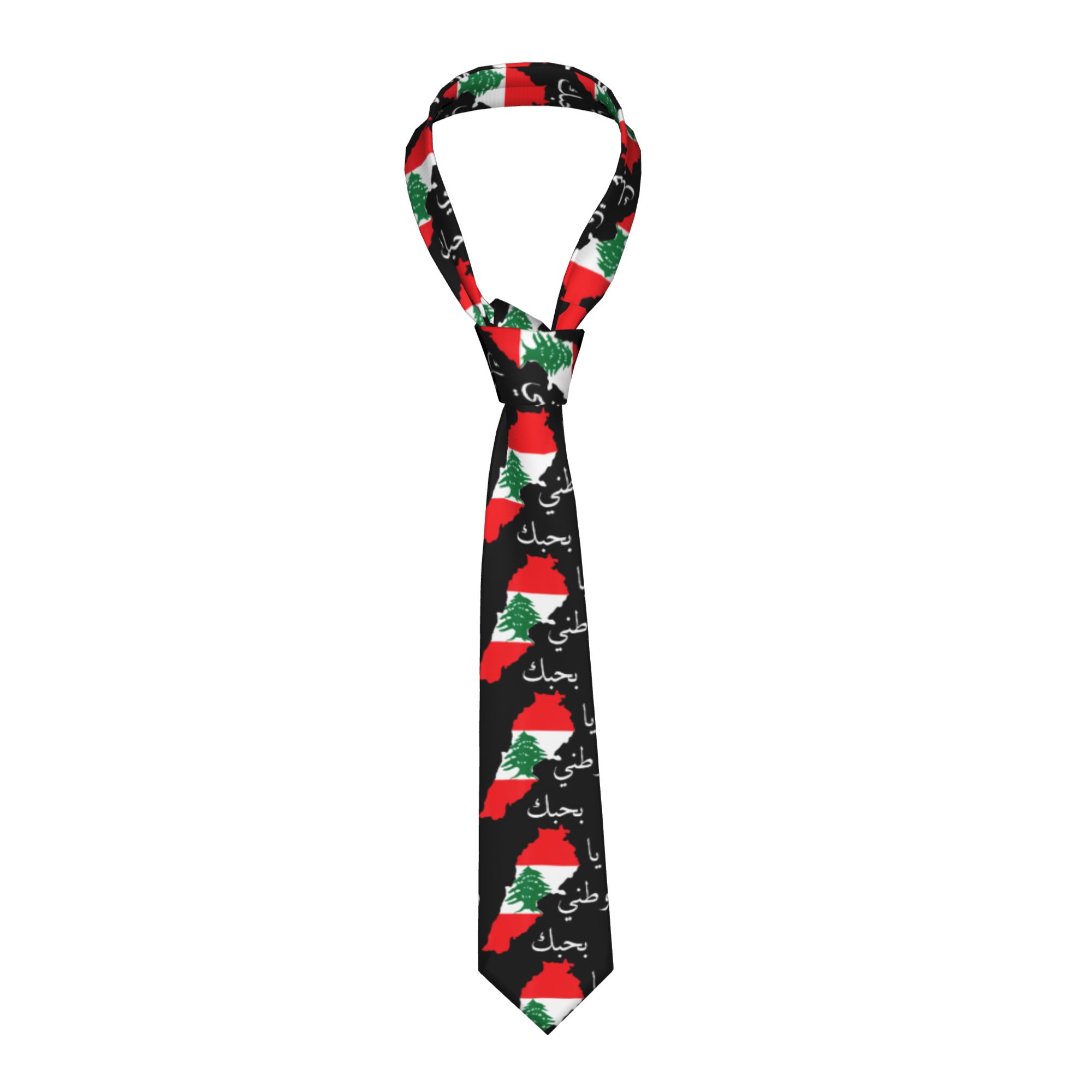 Men Accessories Lebanon - レバノン国旗地図ベイルートネクタイ杉の木レバノン遺産ネクタイかわいい面白い襟ネクタイ男性日常着ネクタイアクセサリー