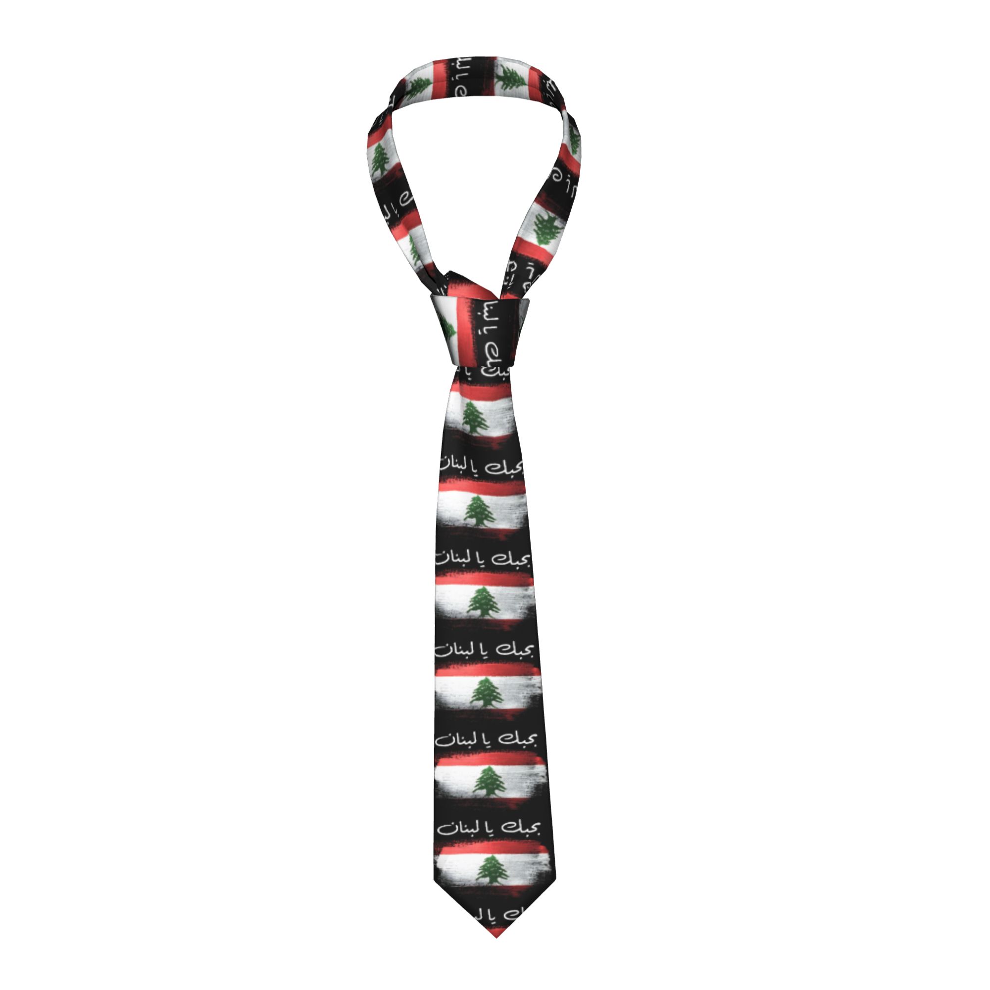 Men Accessories Lebanon - レバノンの国旗ネクタイ レトロカジュアルネクタイ ユニセックス 大人用 日常着用 高品質襟ネクタイ