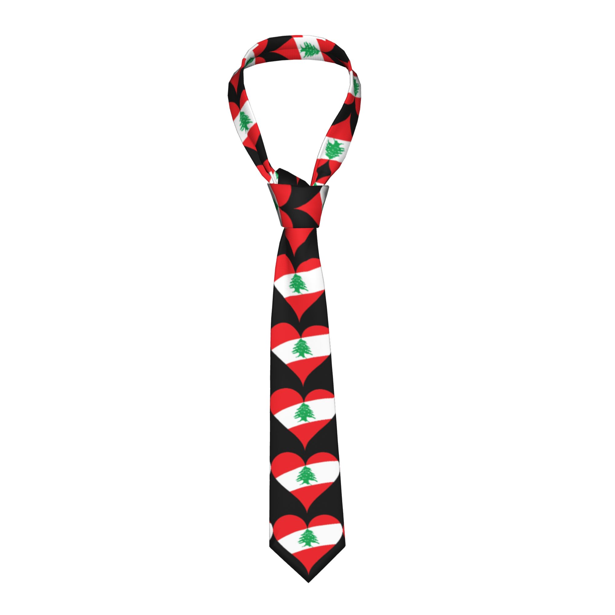 Men Accessories Lebanon - レバノン国旗ハートネクタイ結婚式パーティーネクタイ男性ノベルティカジュアルネクタイアクセサリー高品質カスタム襟ネクタイ
