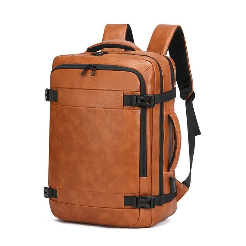 Men'S Accessories Backpack - 2027 新しい男性バックパック PU レザーバッグパック大型ラップトップバックパック男性 Mochilas カジュアルスクールバッグティーンエイジャーの男の子のためのブラウン