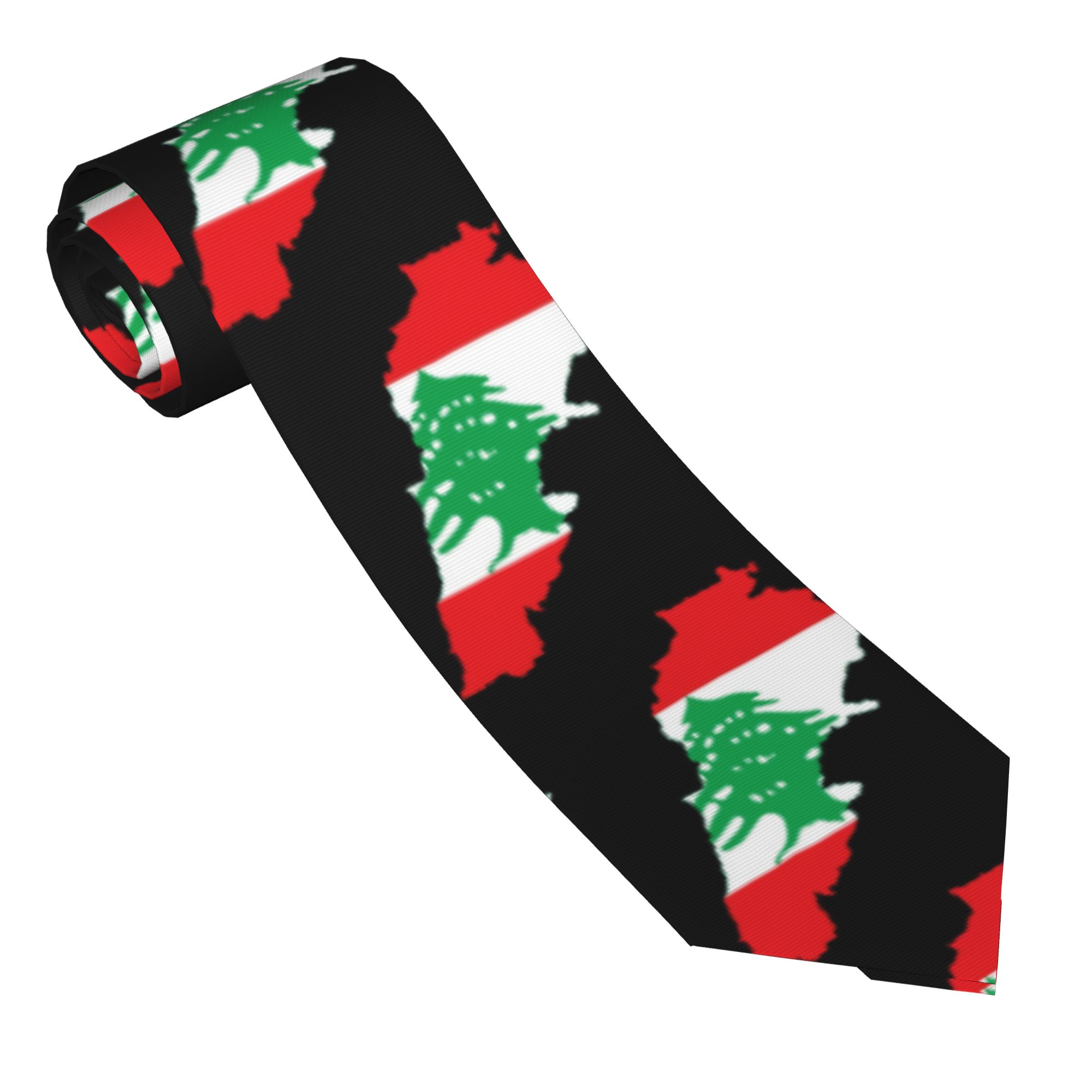 Men Accessories Lebanon - レバノン国旗マップネクタイカスタム DIY ネクタイエレガントな襟ネクタイ男性女性日常着パーティーネクタイアクセサリー