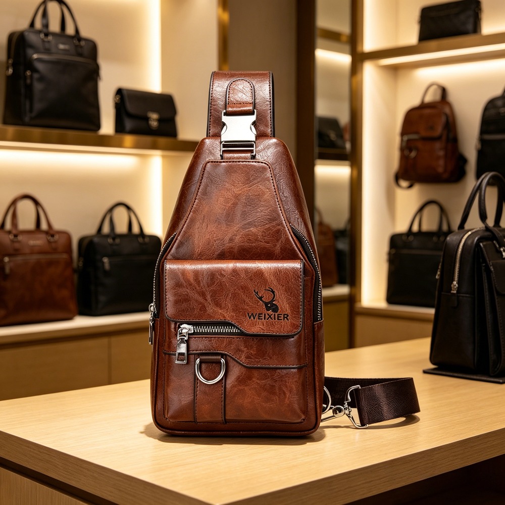 Men'S Accessories Backpack - メンズスリングバッグ、クロスボディチェストバッグ、PUレザー、ショルダーバッグ、クロスボディスリングバックパック、旅行用