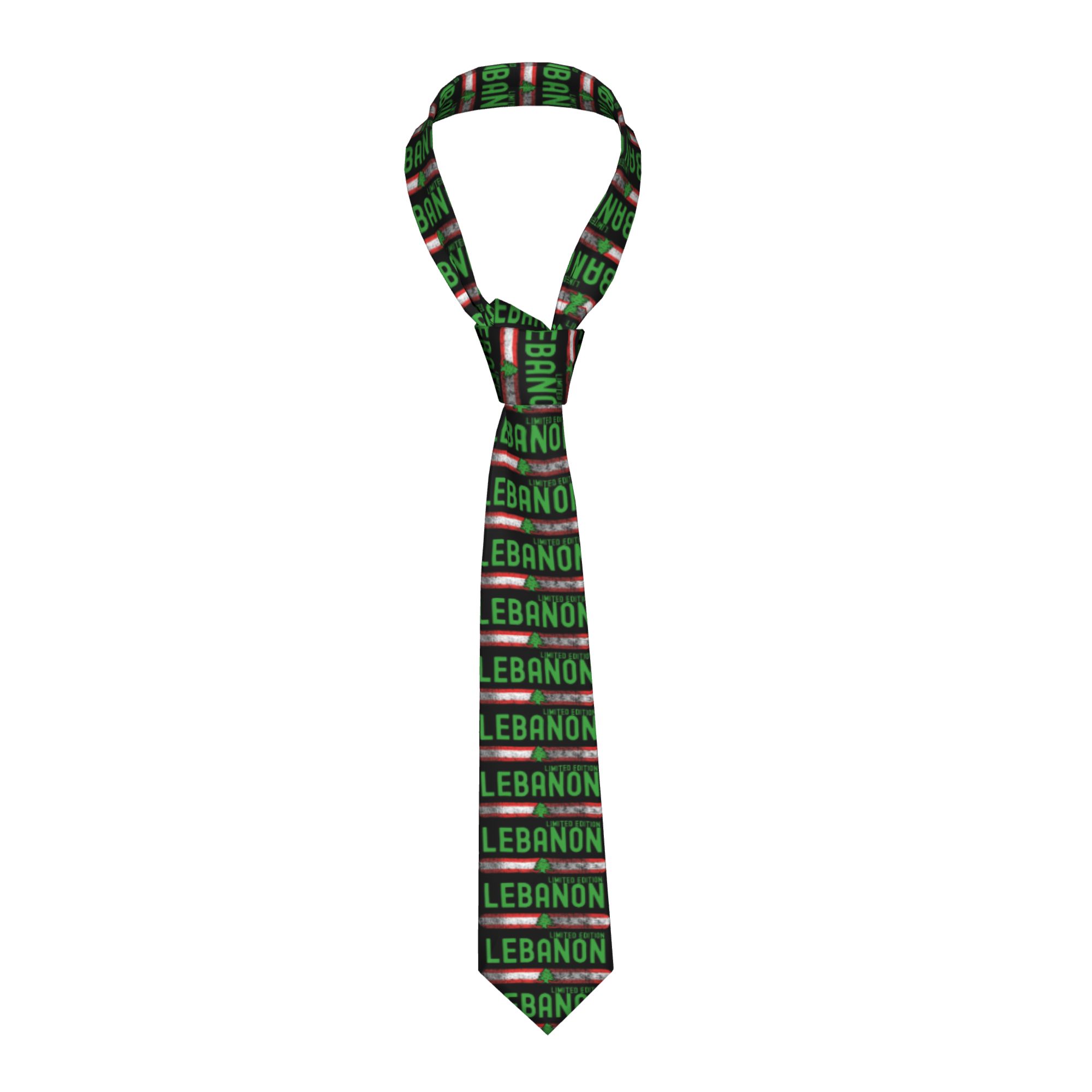 Men Accessories Lebanon - レバノン旗愛国的なレバノンネクタイデザインネクタイクールファッション襟ネクタイ男性コスプレパーティーネクタイアクセサリー