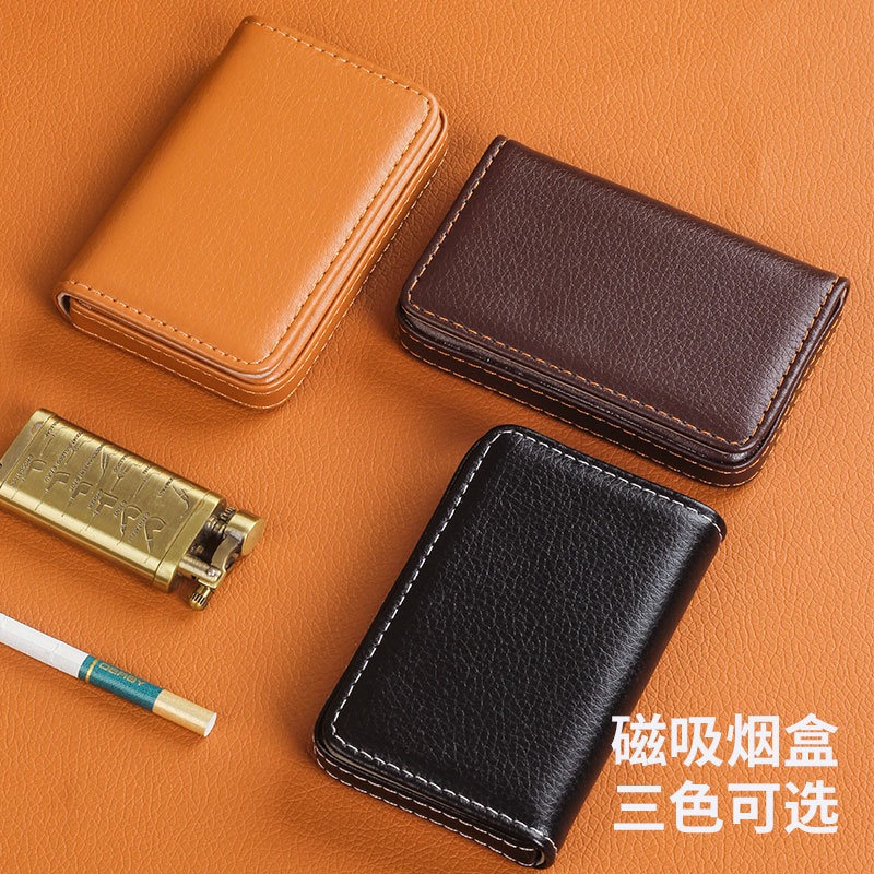 Men'S Accessories Case - ポータブル 8 ミリメートルシガレットケース PU レザー名刺ホルダースタイル磁気吸引シガレットボックス男性喫煙アクセサリー