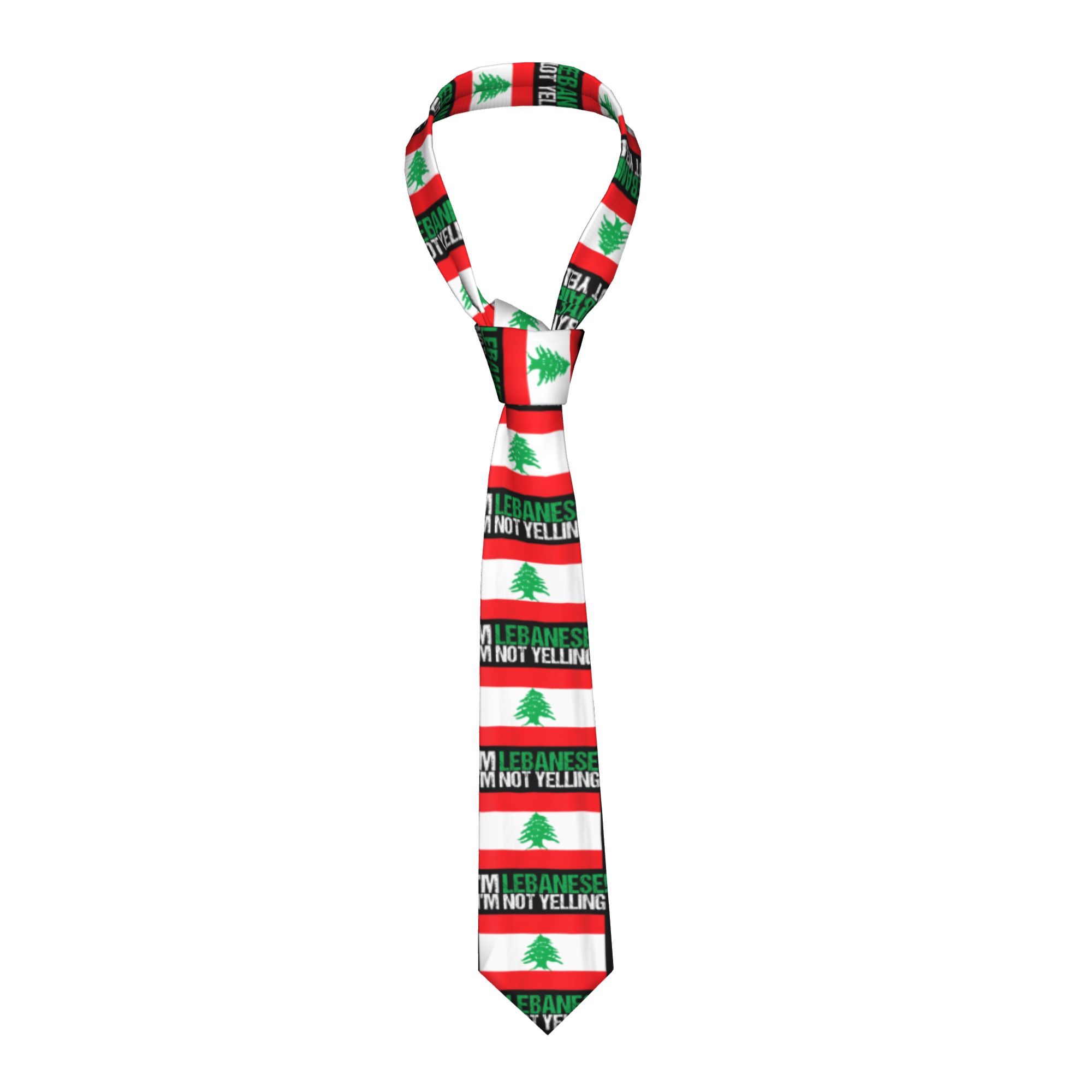 Men Accessories Lebanon - メンズネクタイ「I'm Not Yelling」レバノン国旗柄ネクタイ、キュートで面白い襟タイ、普段使いできるネクタイアクセサリー