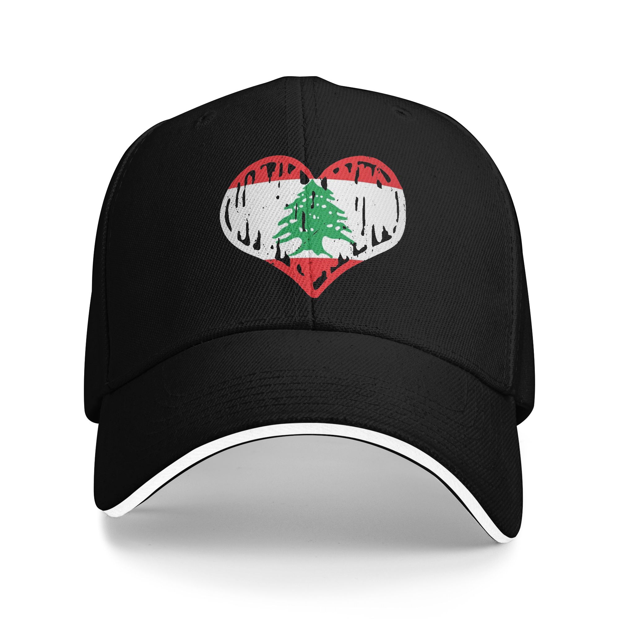 Men Accessories Lebanon - レバノン国旗ハートアクセサリー男性女性野球帽トラック運転手帽子ユニークなデザインフォーマル帽子調節可能なフィットスナップバックキャップ