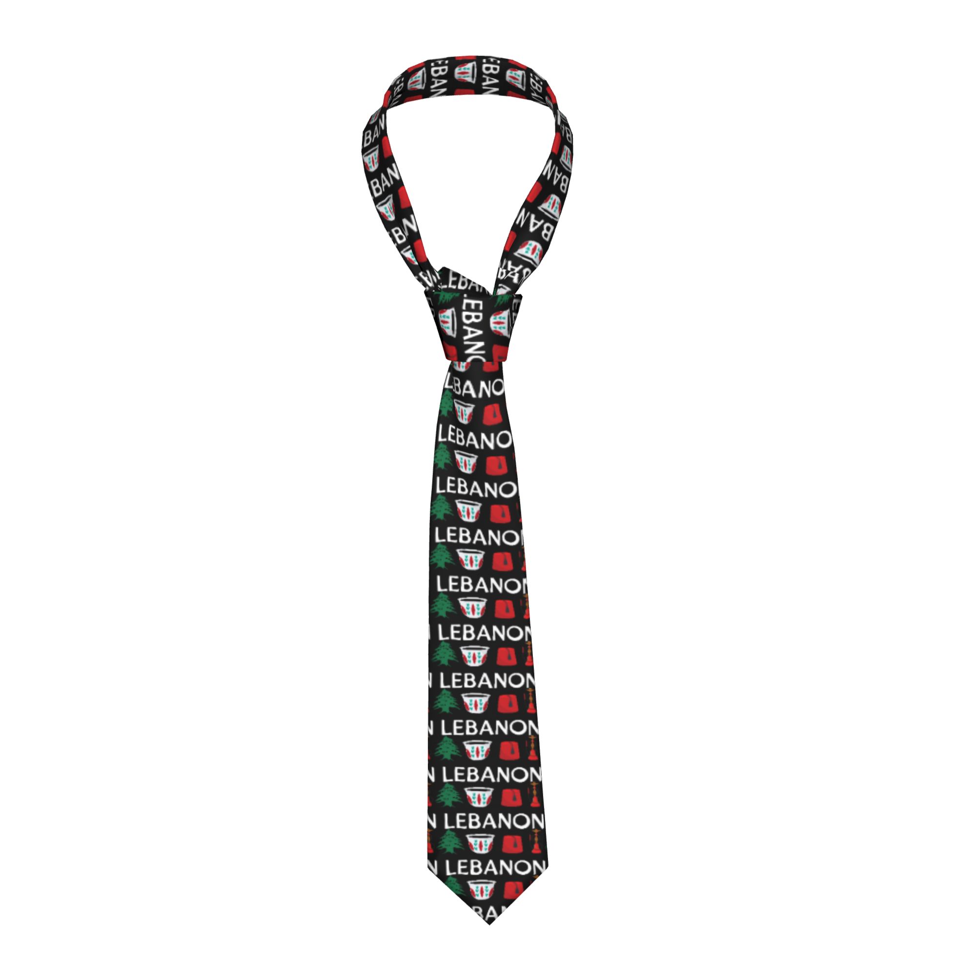 Men Accessories Lebanon - メンズネクタイ レバノン国旗柄 クラシックカジュアル襟ネクタイ カスタムデイリーウェアパーティー 高品質ネクタイアクセサリー