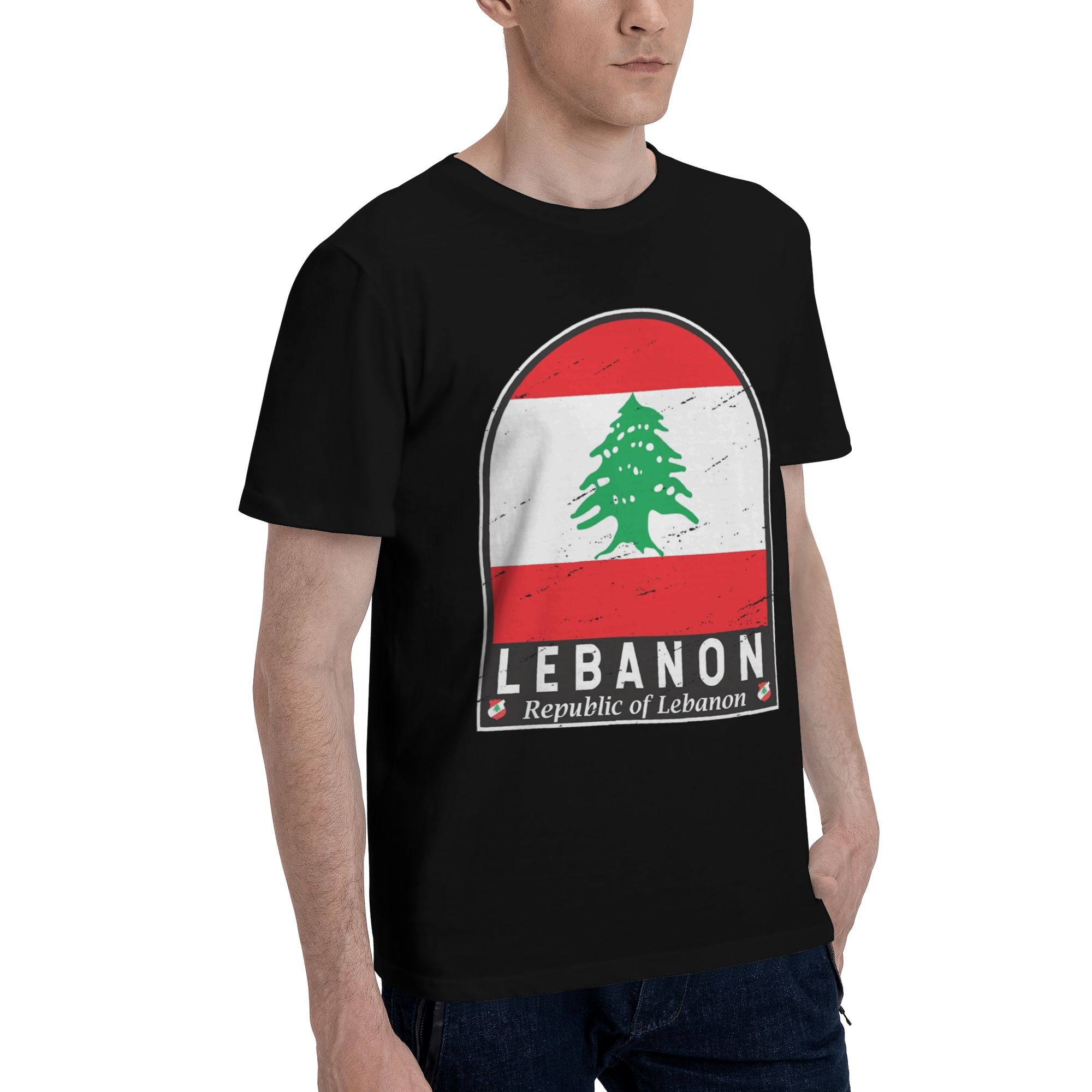 レバノン国旗ハートアクセサリー男性女性 Tシャツコットン T - Men Accessories Lebanon のレビューと価格