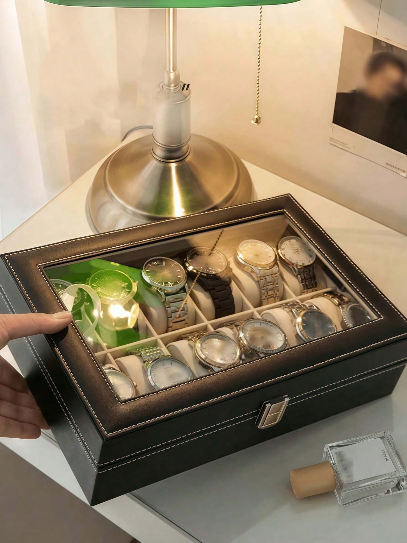 ロック付きレザー時計ボックス、大容量時計ディスプレイケース、 - Men'S Accessories Case のレビューと価格