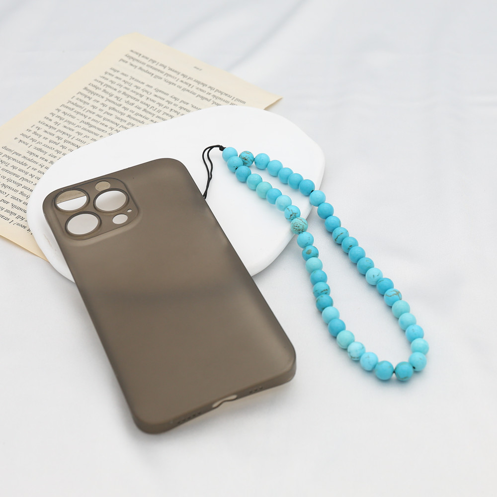 8mmブルーターコイズビーズ携帯電話チェーン女性用電話チャー - Men'S Accessories Vintage のレビューと価格