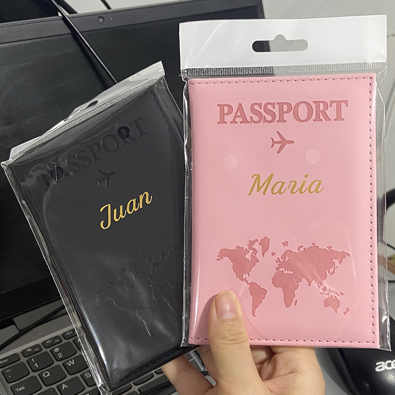 カスタムゴールドカラー名パスポートカバー旅行財布男性女性カス - Men'S Accessories Case のレビューと価格