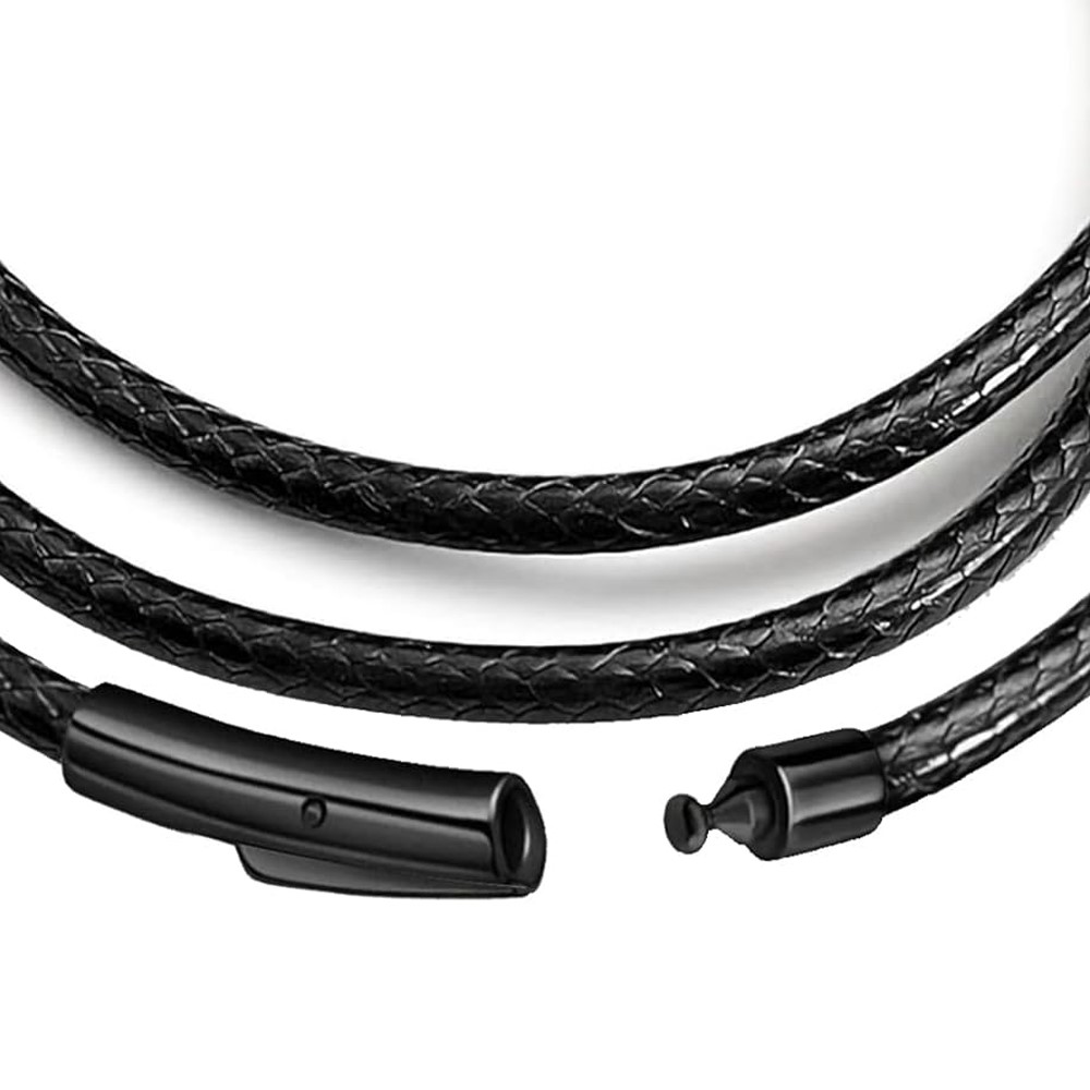 2MM/3MM 45/50/60cm ブラック防水編組レザー - Men Accessories Chain のレビューと価格