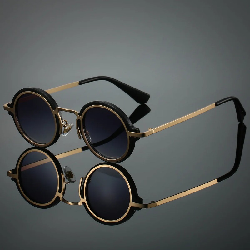 新しいレトロメタルラウンドフレームサングラス男性用高品質眼鏡 - Quality Men'S Accessories のレビューと価格